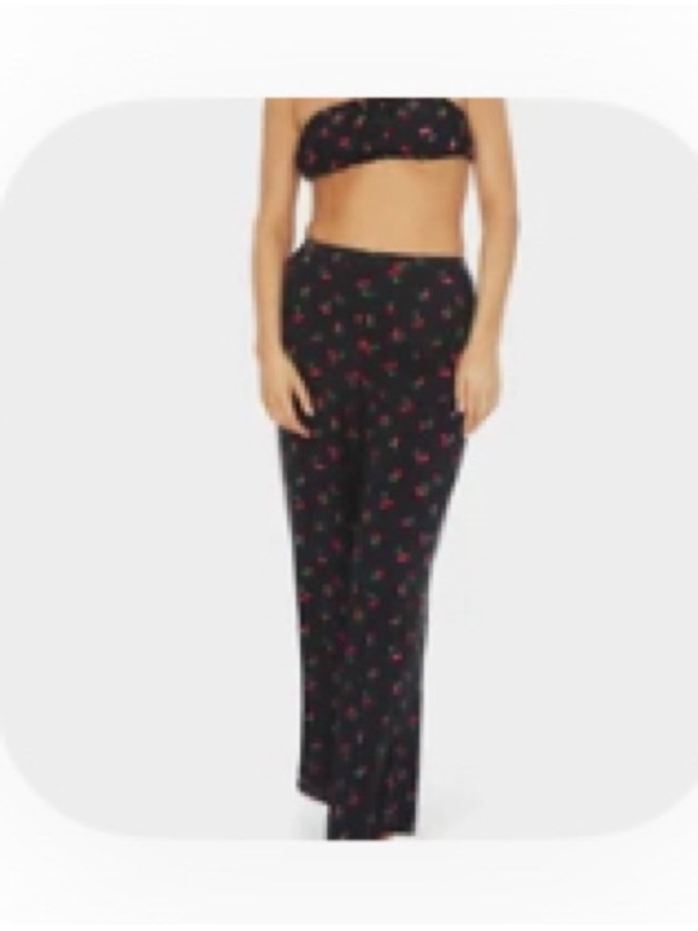 Black Floral Lounge Pants - cherry print